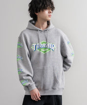 HUF ハフ オーバーサイズ裏起毛THRASHER袖プリントプルオーバーパーカー 16480