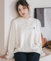 U.S.POLO ASSN. ユーエスポロアッスン ワンポイントロゴ刺繍無地ボーダー長袖JQポロニット 16492