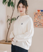 U.S.POLO ASSN. ユーエスポロアッスン ワンポイントロゴ刺繍無地ボーダー長袖JQポロニット 16492