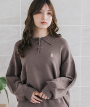 U.S.POLO ASSN. ユーエスポロアッスン ワンポイントロゴ刺繍無地ボーダー長袖JQポロニット 16492