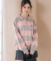 U.S.POLO ASSN. ユーエスポロアッスン ワンポイントロゴ刺繍無地ボーダー長袖JQポロニット 16492