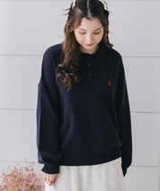 U.S.POLO ASSN. ユーエスポロアッスン ワンポイントロゴ刺繍無地ボーダー長袖JQポロニット 16492