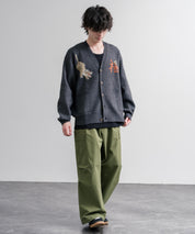 KRIFF MAYER クリフメイヤー オーバーサイズ龍虎刺繍もちのびV長袖ネックニットカーディガン 2623100 16539