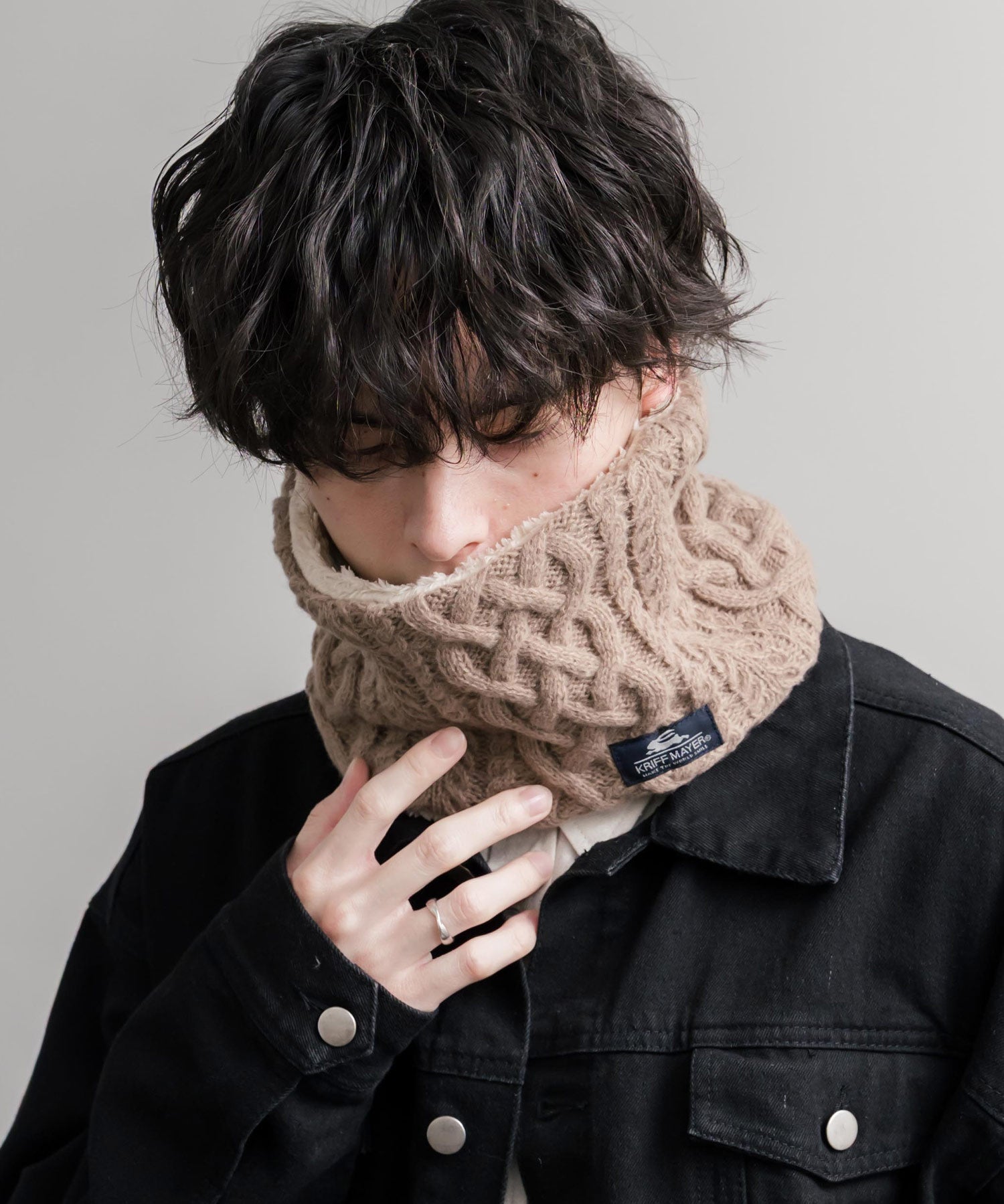 KRIFF MAYER クリフメイヤー モコネックウォーマー/ケーブルニット シャギーボア 2WAYリバーシブルネックウォーマー Z2627102 16540