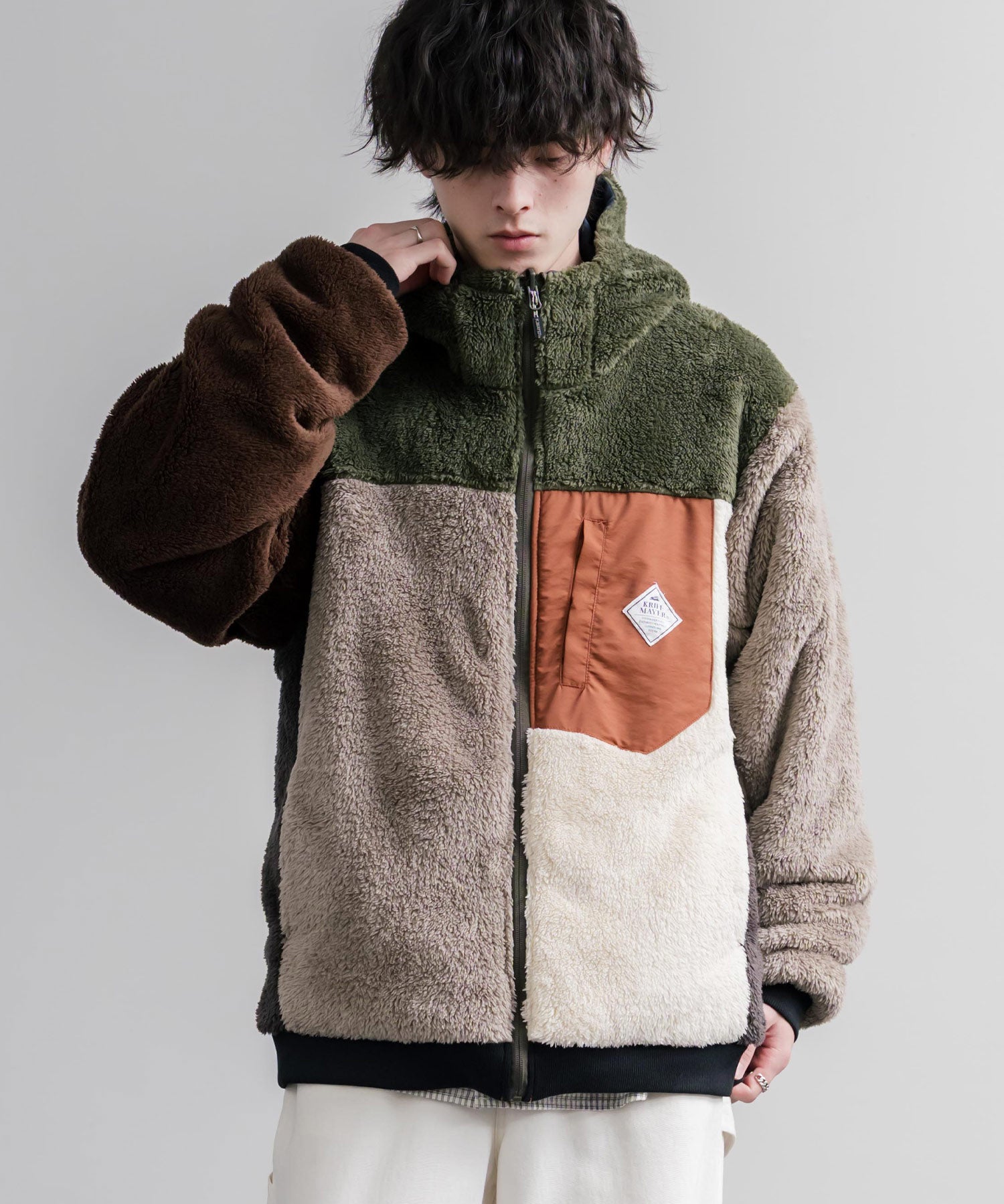 KRIFF MAYER クリフメイヤー 2WAYリバーシブル ひっくりフードボアジャケット/ワンポイントロゴ刺繍マウンテンパーカー 2612801 16546