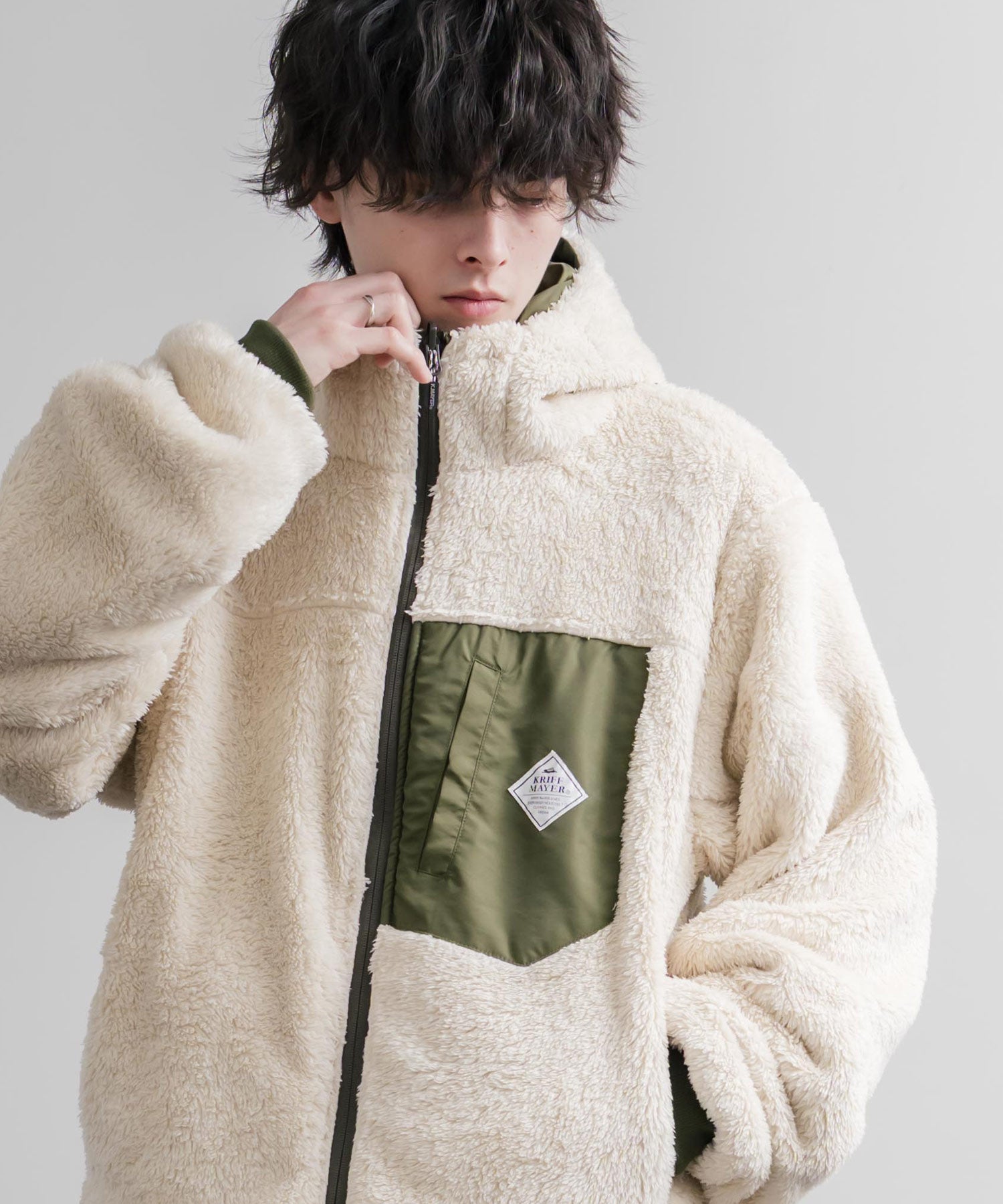 KRIFF MAYER クリフメイヤー 2WAYリバーシブル ひっくりフードボアジャケット/ワンポイントロゴ刺繍マウンテンパーカー 2612801 16546