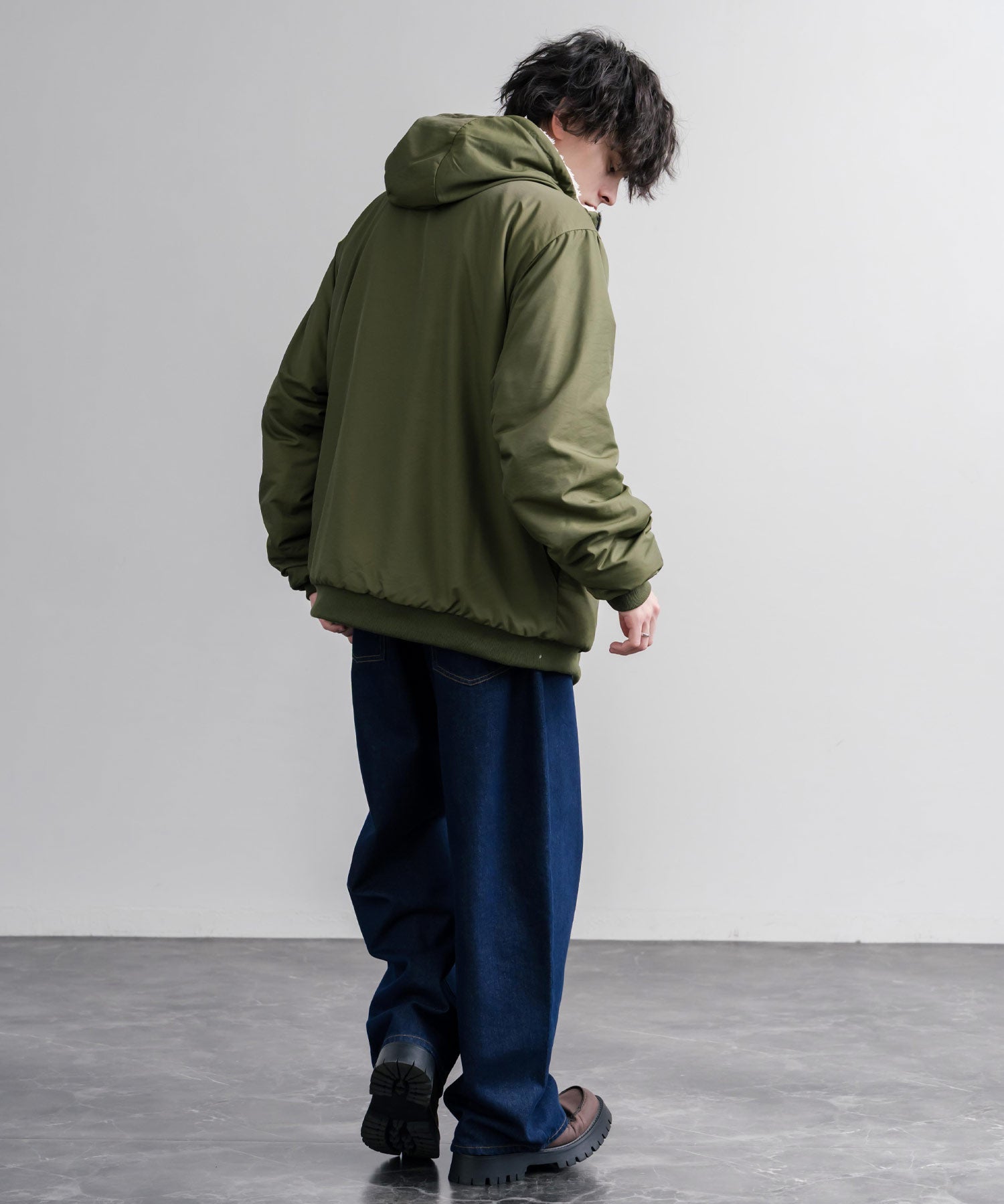 KRIFF MAYER クリフメイヤー 2WAYリバーシブル ひっくりフードボアジャケット/ワンポイントロゴ刺繍マウンテンパーカー 2612801 16546