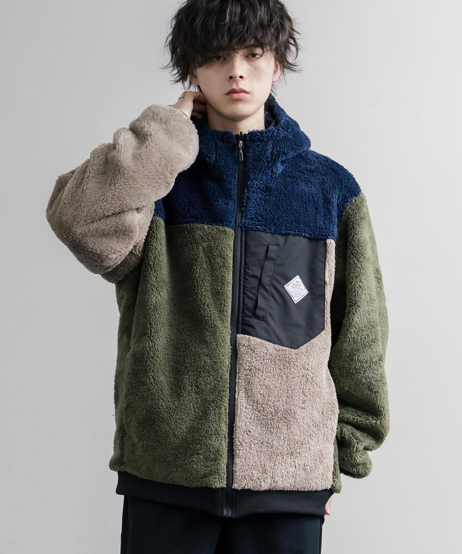 KRIFF MAYER クリフメイヤー 2WAYリバーシブル ひっくりフードボアジャケット/ワンポイントロゴ刺繍マウンテンパーカー 2612801 16546