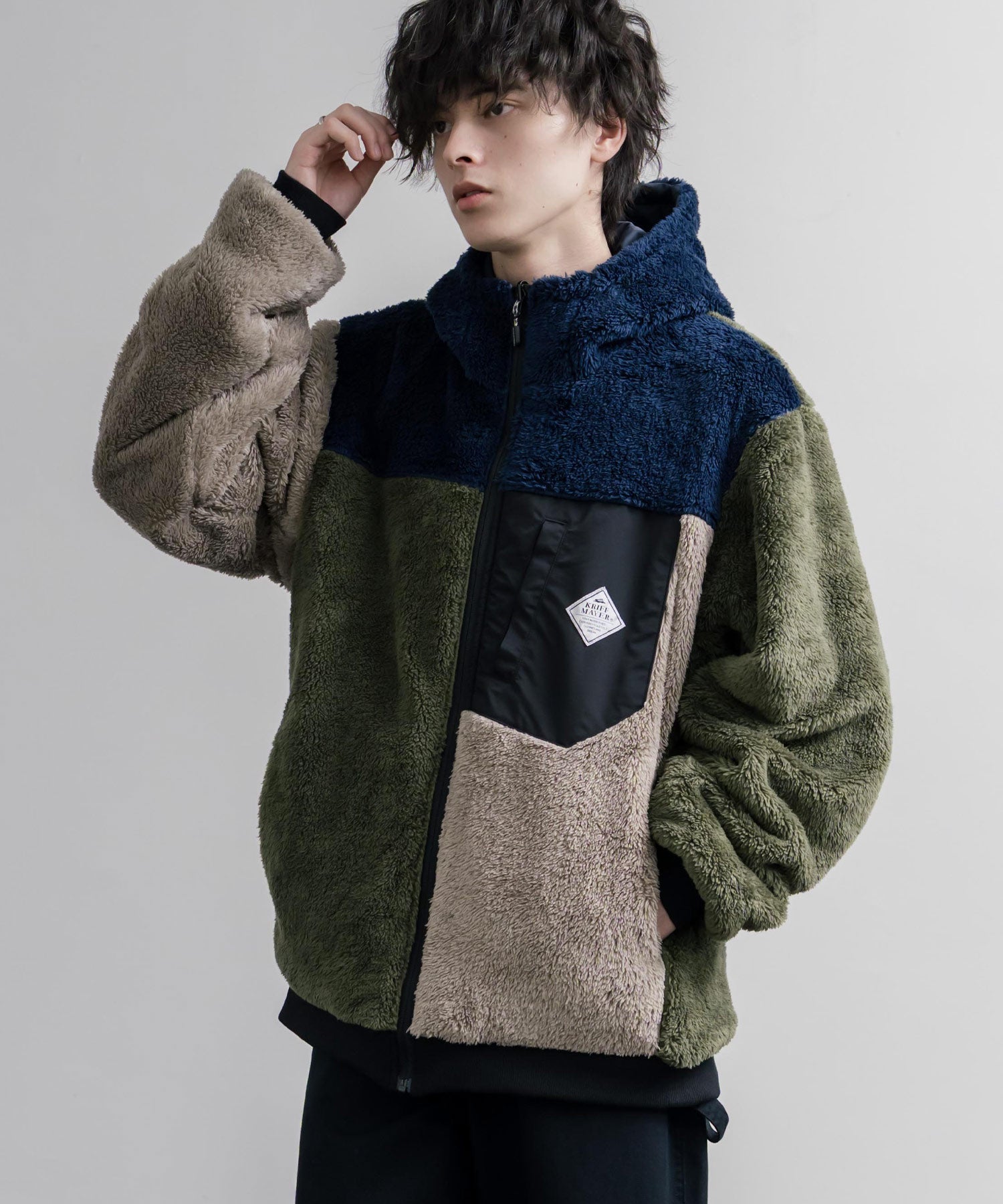 KRIFF MAYER クリフメイヤー 2WAYリバーシブル ひっくりフードボアジャケット/ワンポイントロゴ刺繍マウンテンパーカー 2612801 16546