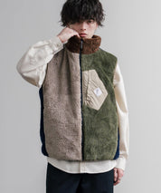 KRIFF MAYER クリフメイヤー 2WAYリバーシブル ひっくりスタンドネックボアベスト/ ワンポイントロゴ刺繍入りジップアップフリースベスト 2612800 16549