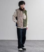KRIFF MAYER クリフメイヤー 2WAYリバーシブル ひっくりスタンドネックボアベスト/ ワンポイントロゴ刺繍入りジップアップフリースベスト 2612800 16549