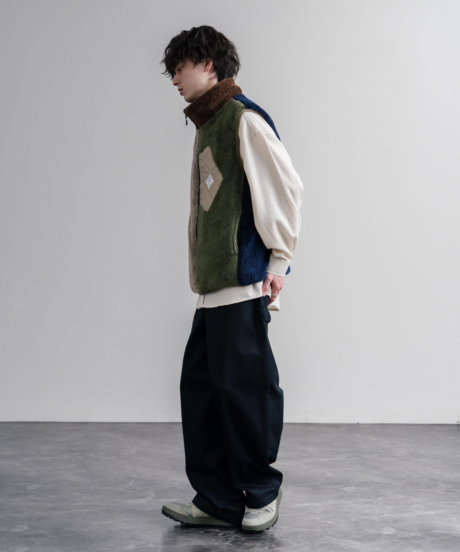 KRIFF MAYER クリフメイヤー 2WAYリバーシブル ひっくりスタンドネックボアベスト/ ワンポイントロゴ刺繍入りジップアップフリースベスト 2612800 16549