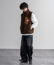 KRIFF MAYER クリフメイヤー 2WAYリバーシブル ひっくりスタンドネックボアベスト/ ワンポイントロゴ刺繍入りジップアップフリースベスト 2612800 16549