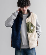 KRIFF MAYER クリフメイヤー 2WAYリバーシブル ひっくりスタンドネックボアベスト/ ワンポイントロゴ刺繍入りジップアップフリースベスト 2612800 16549