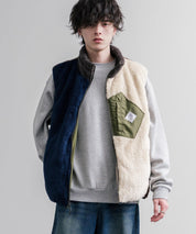 KRIFF MAYER クリフメイヤー 2WAYリバーシブル ひっくりスタンドネックボアベスト/ ワンポイントロゴ刺繍入りジップアップフリースベスト 2612800 16549