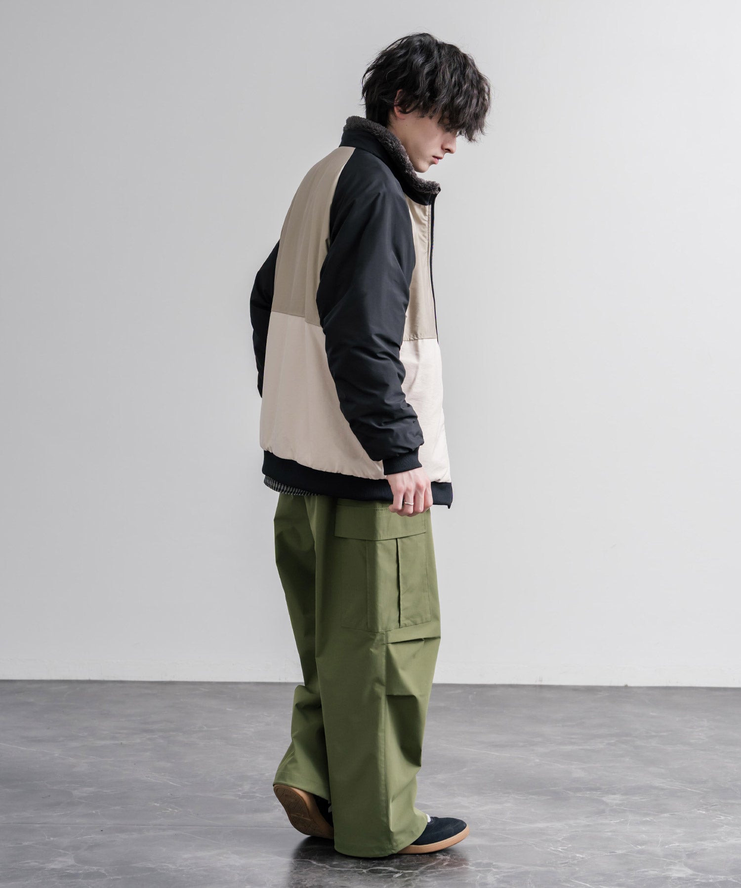 KRIFF MAYER クリフメイヤー 2WAYリバーシブル ひっくりスタンドネックボアジャケット/ワンポイントロゴ刺繍入りブルゾン 2612802 16550