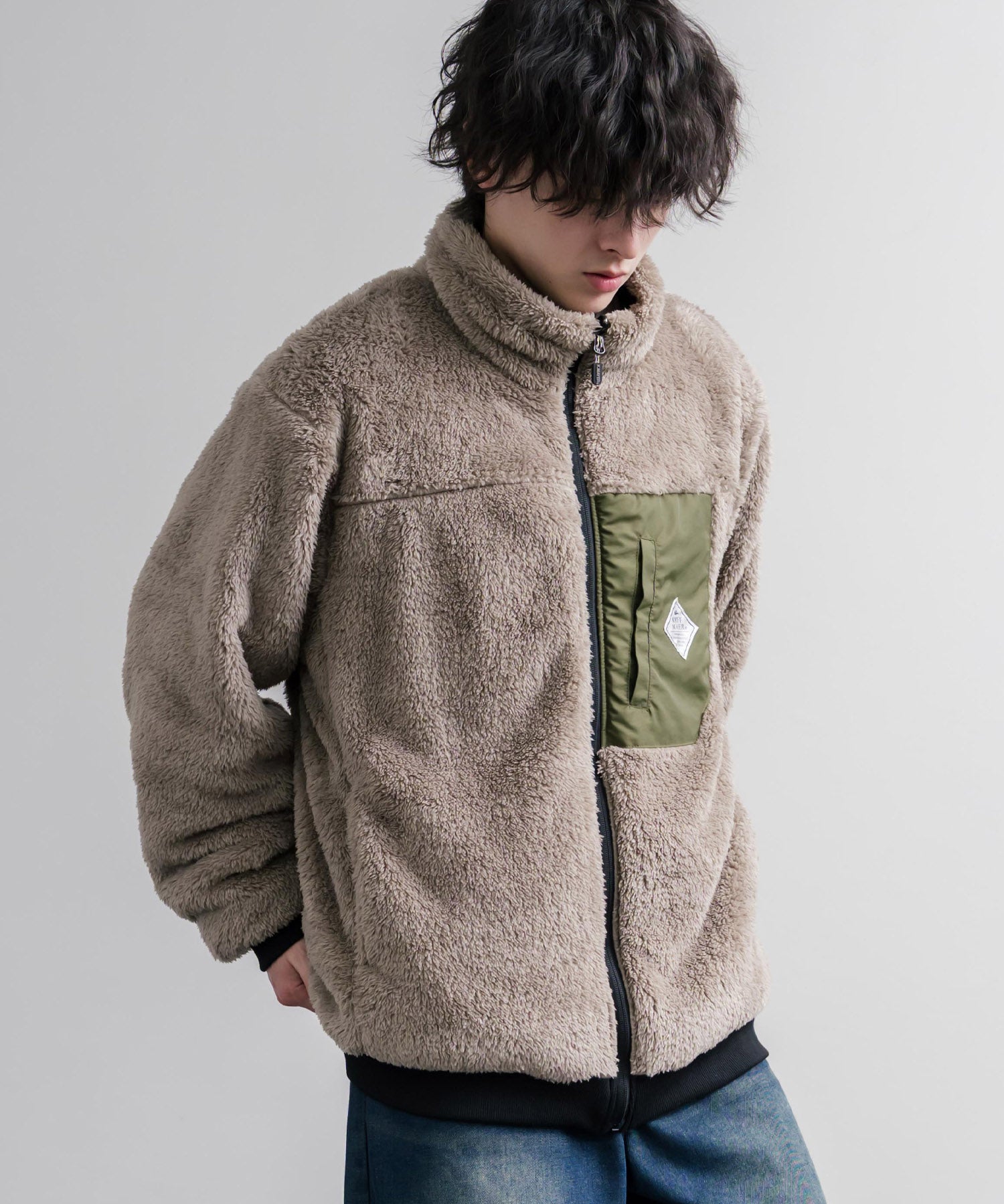 KRIFF MAYER クリフメイヤー 2WAYリバーシブル ひっくりスタンドネックボアジャケット/ワンポイントロゴ刺繍入りブルゾン 2612802 16550