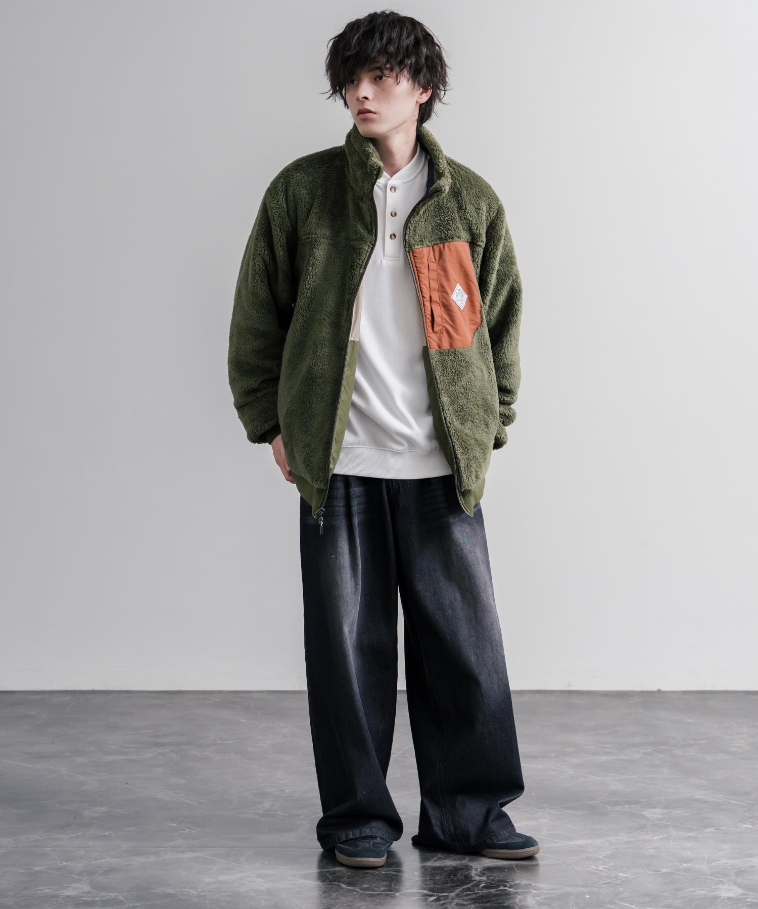 KRIFF MAYER クリフメイヤー 2WAYリバーシブル ひっくりスタンドネックボアジャケット/ワンポイントロゴ刺繍入りブルゾン 2612802 16550