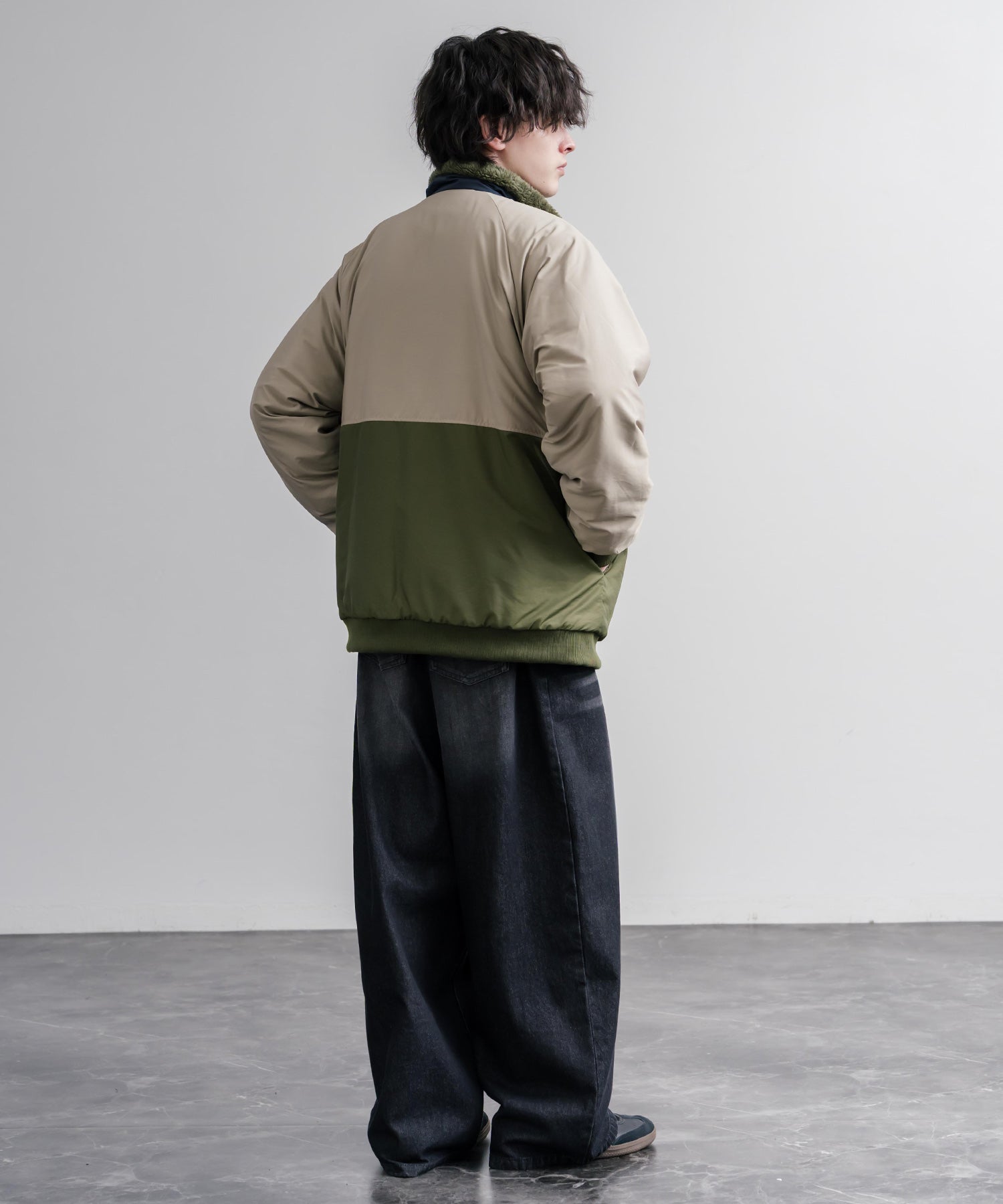 KRIFF MAYER クリフメイヤー 2WAYリバーシブル ひっくりスタンドネックボアジャケット/ワンポイントロゴ刺繍入りブルゾン 2612802 16550