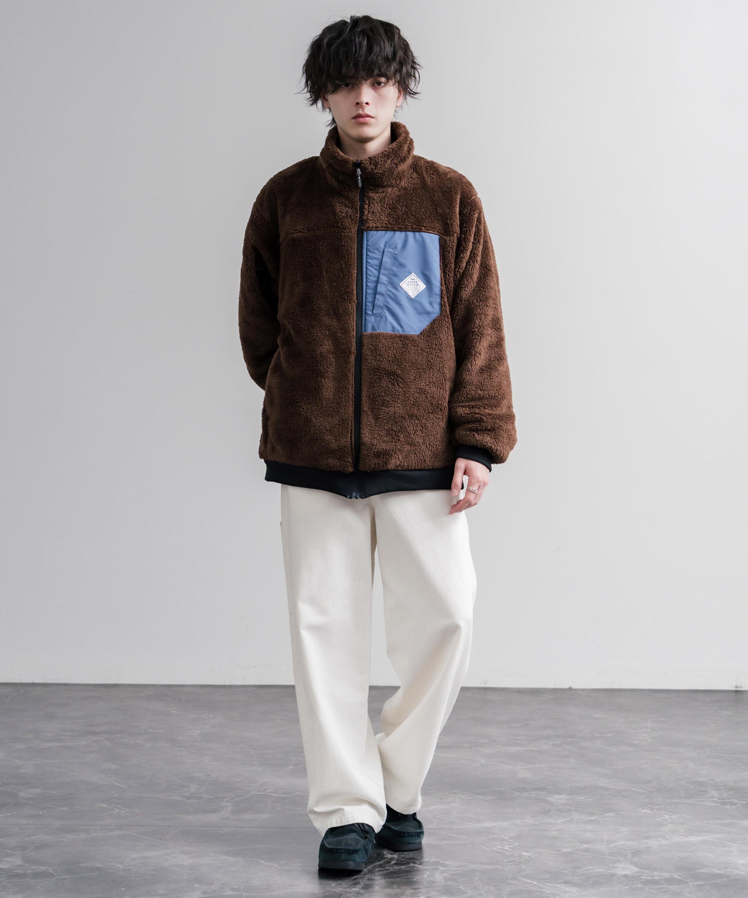 KRIFF MAYER クリフメイヤー 2WAYリバーシブル ひっくりスタンドネックボアジャケット/ワンポイントロゴ刺繍入りブルゾン 2612802 16550