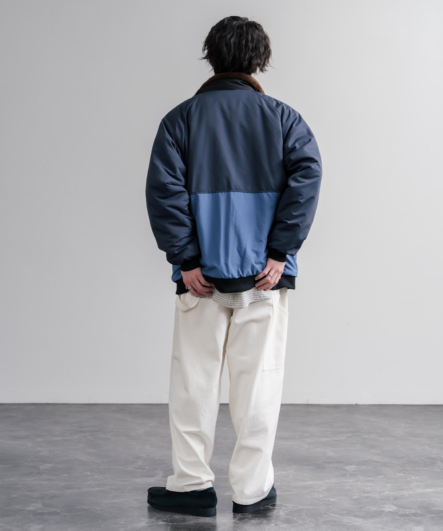 KRIFF MAYER クリフメイヤー 2WAYリバーシブル ひっくりスタンドネックボアジャケット/ワンポイントロゴ刺繍入りブルゾン 2612802 16550