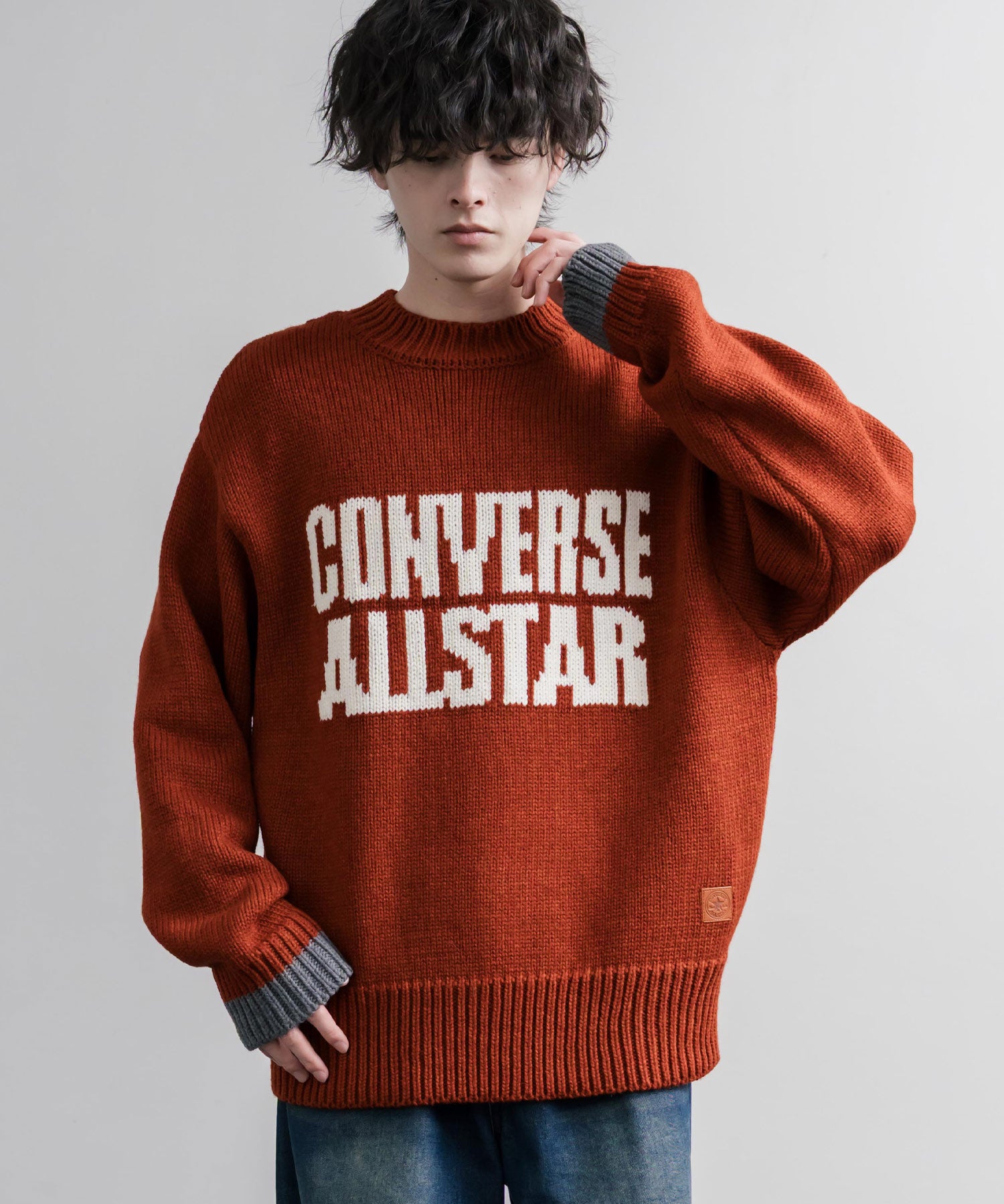 CONVERSE コンバース オーバーサイズローゲージクルーネック長袖ロゴニットセーター 16559