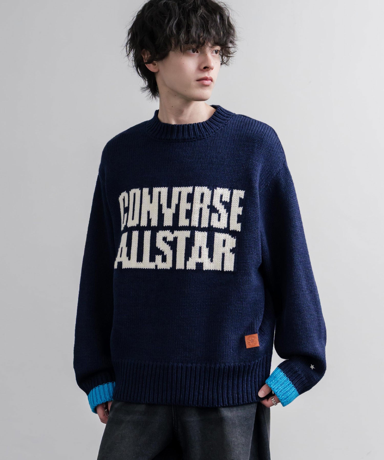 CONVERSE コンバース オーバーサイズローゲージクルーネック長袖ロゴニットセーター 16559