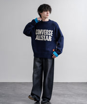 CONVERSE コンバース オーバーサイズローゲージクルーネック長袖ロゴニットセーター 16559