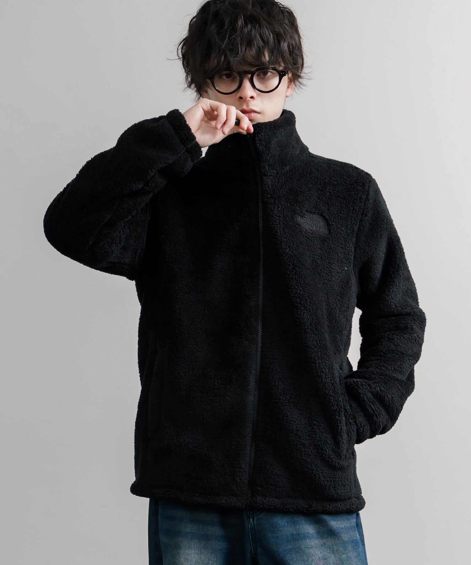 日本未展開モデル THE NORTH FACE WHITE LABEL COMFY ALPHA FLEECE ZIP UP ザ・ノースフェイス ホワイトレーベル ワンポイントロゴ刺繍スタンドカラーシャギーボアフリースジャケット 16563