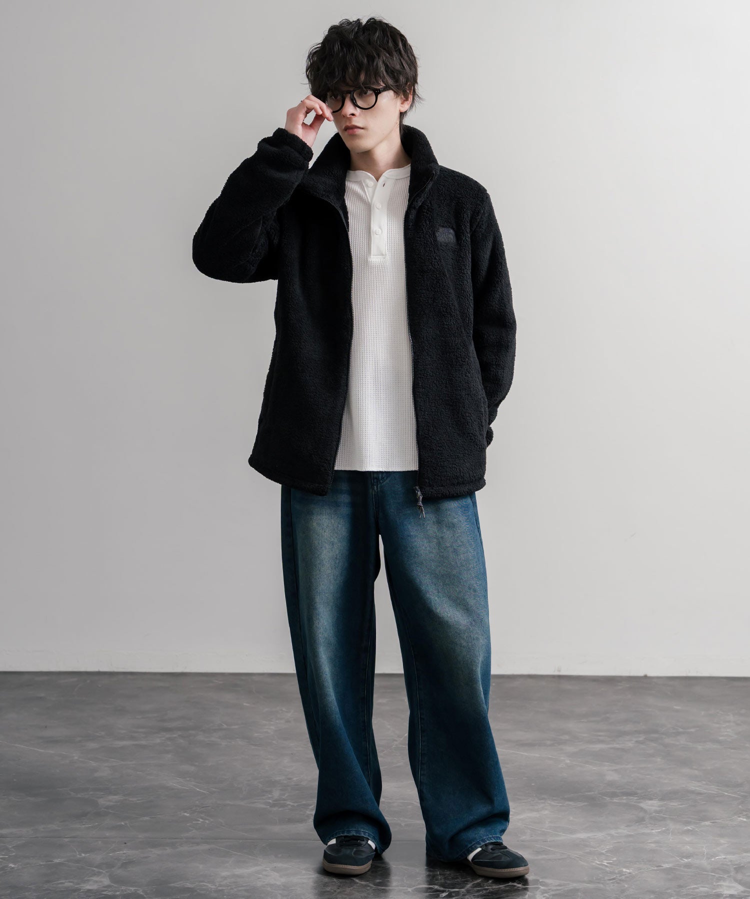 日本未展開モデル THE NORTH FACE WHITE LABEL COMFY ALPHA FLEECE ZIP UP ザ・ノースフェイス ホワイトレーベル ワンポイントロゴ刺繍スタンドカラーシャギーボアフリースジャケット 16563