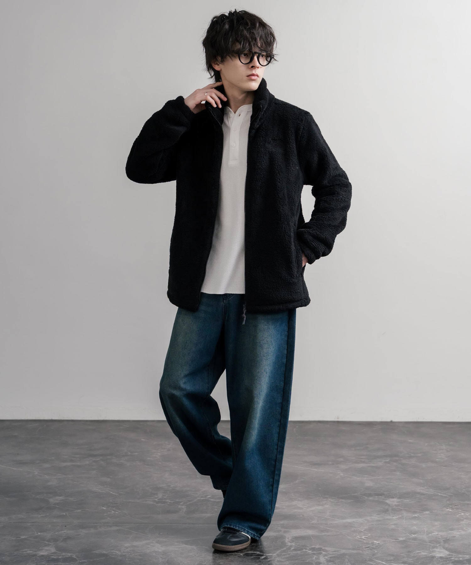 日本未展開モデル THE NORTH FACE WHITE LABEL COMFY ALPHA FLEECE ZIP UP ザ・ノースフェイス ホワイトレーベル ワンポイントロゴ刺繍スタンドカラーシャギーボアフリースジャケット 16563