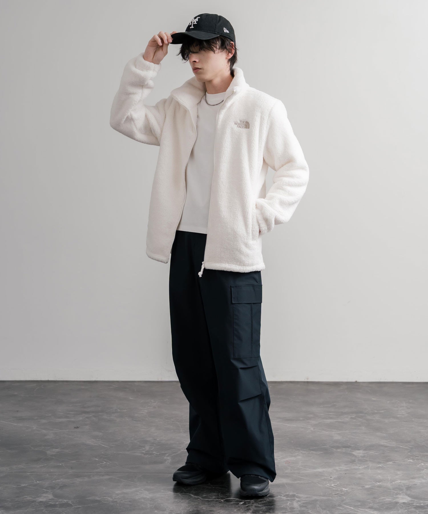 日本未展開モデル THE NORTH FACE WHITE LABEL COMFY ALPHA FLEECE ZIP UP ザ・ノースフェイス ホワイトレーベル ワンポイントロゴ刺繍スタンドカラーシャギーボアフリースジャケット 16563