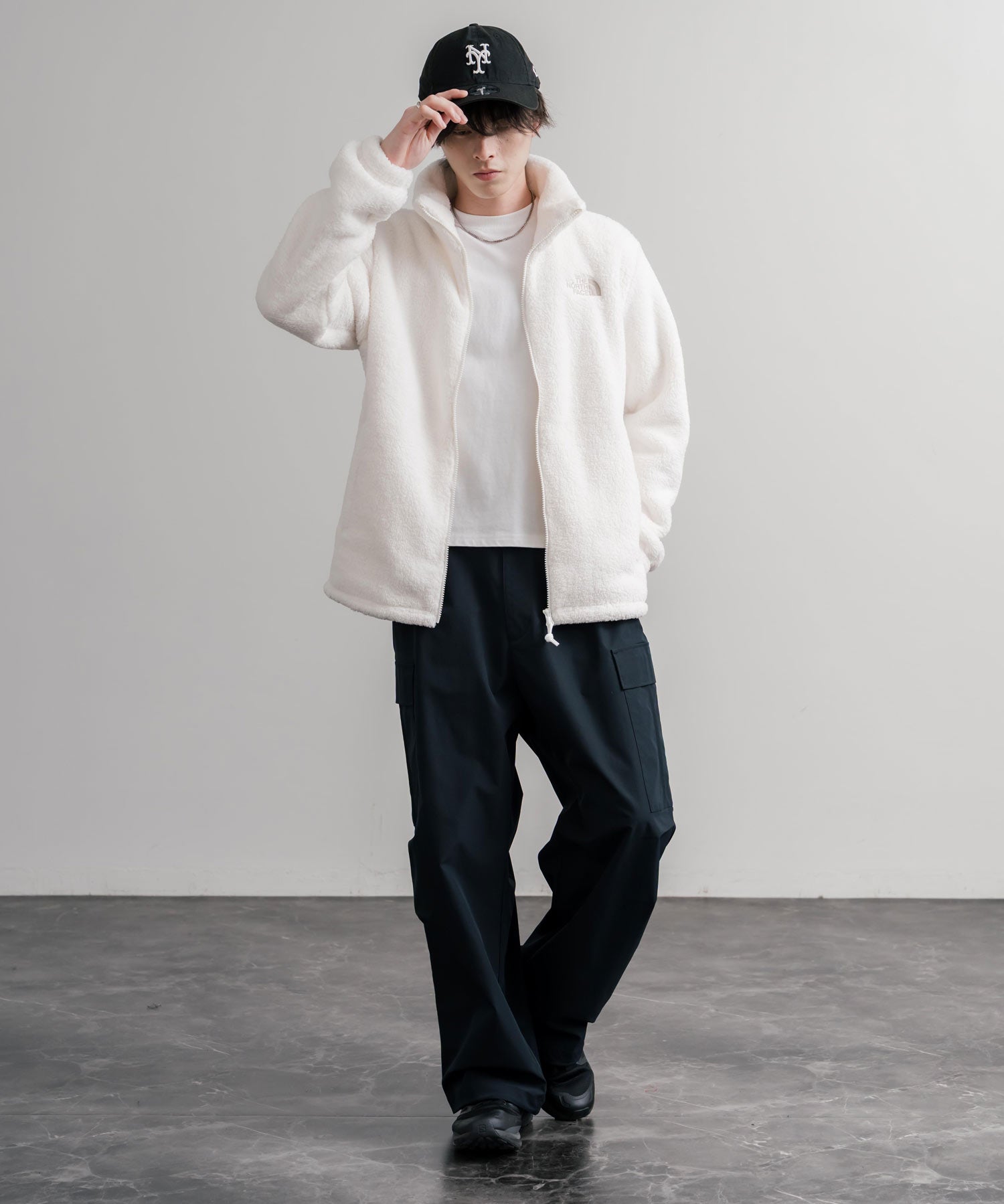 日本未展開モデル THE NORTH FACE WHITE LABEL COMFY ALPHA FLEECE ZIP UP ザ・ノースフェイス ホワイトレーベル ワンポイントロゴ刺繍スタンドカラーシャギーボアフリースジャケット 16563