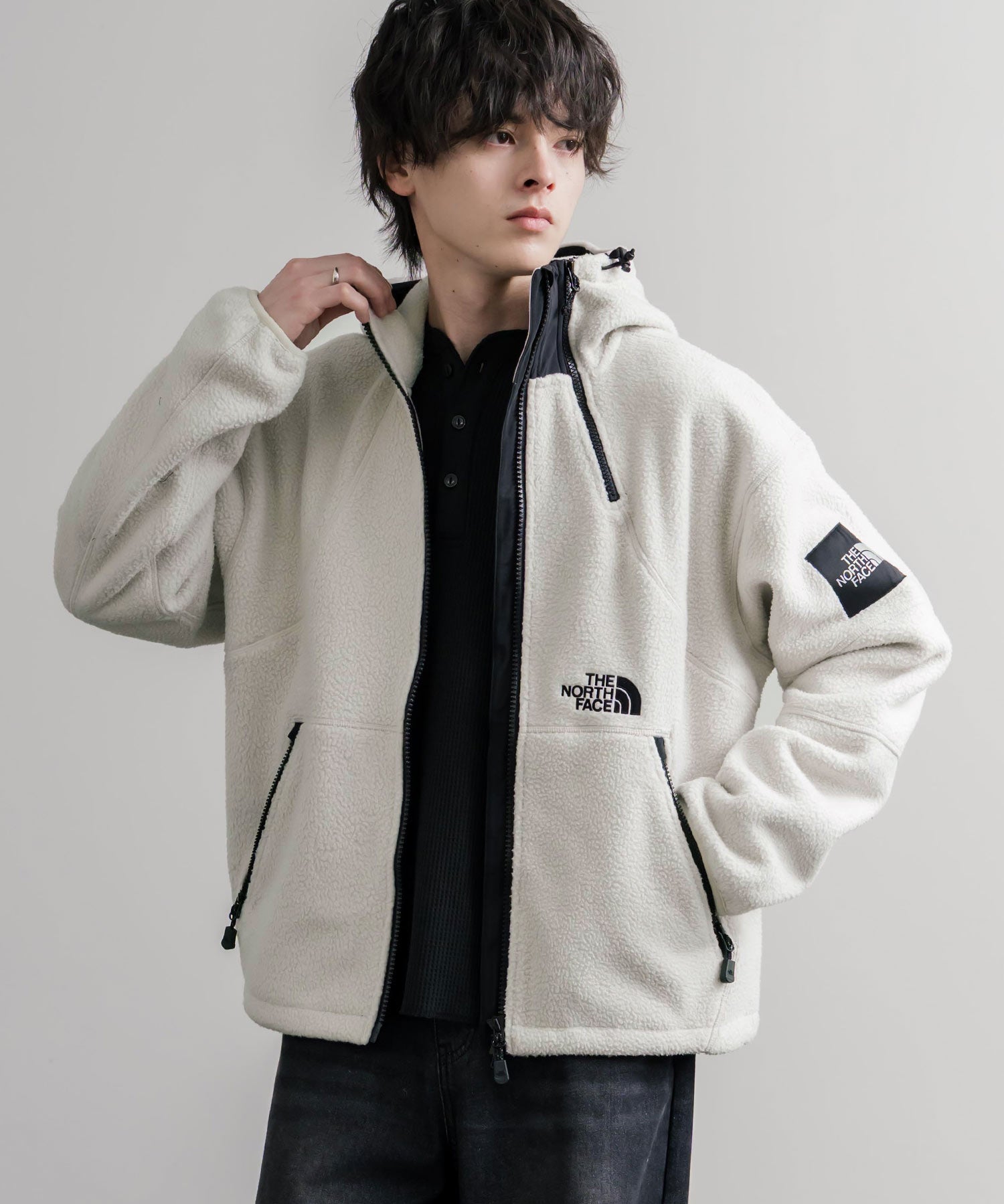 日本未展開モデル THE NORTH FACE ノースフェイス WHITE LABEL ホワイトレーベル TROMS FLEECE JACKET ショートボアフリースフーディージャケット 16565