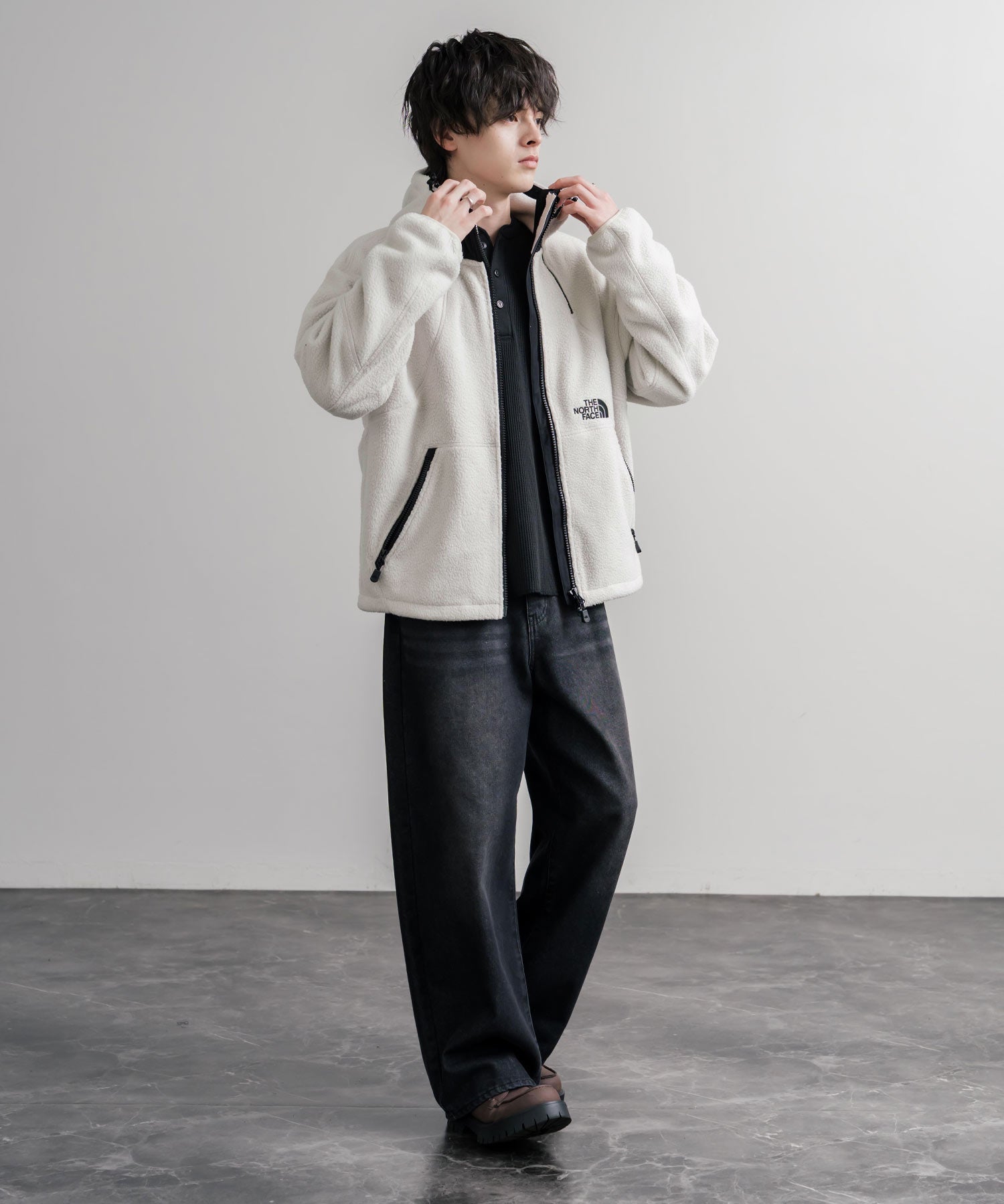 日本未展開モデル THE NORTH FACE ノースフェイス WHITE LABEL ホワイトレーベル TROMS FLEECE JACKET ショートボアフリースフーディージャケット 16565