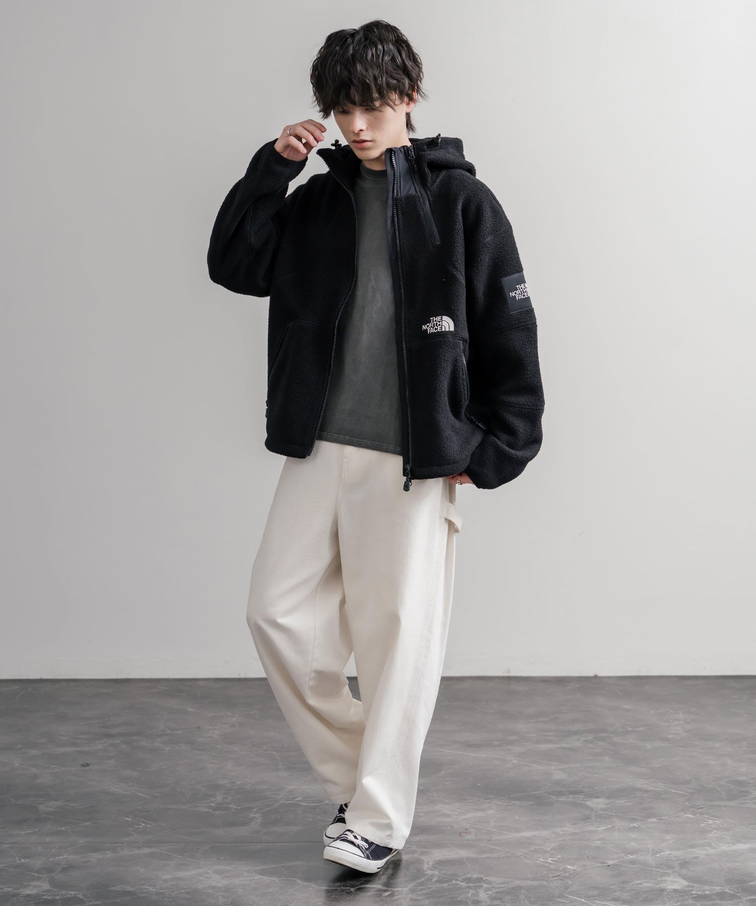 日本未展開モデル THE NORTH FACE ノースフェイス WHITE LABEL ホワイトレーベル TROMS FLEECE JACKET ショートボアフリースフーディージャケット 16565