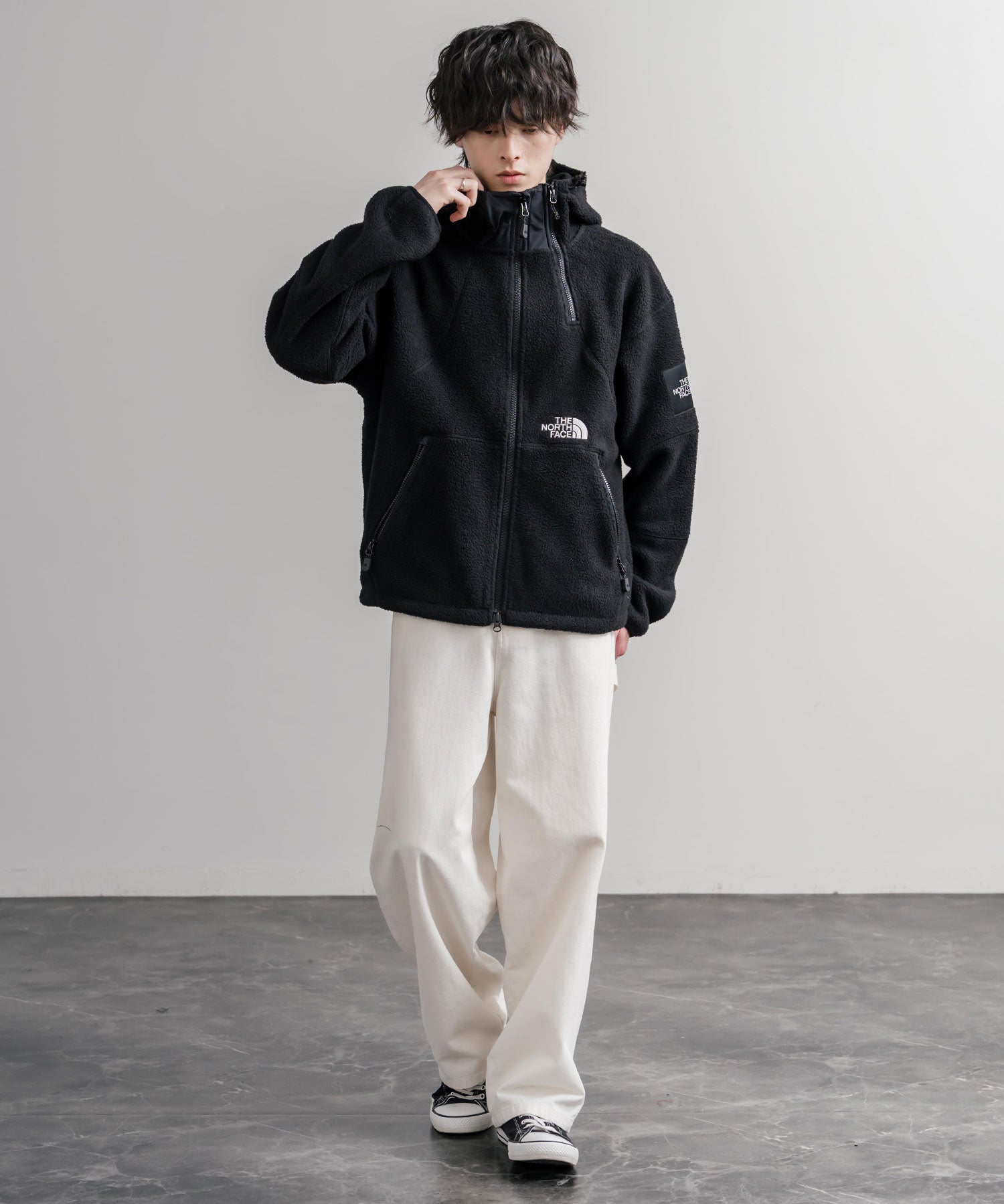 日本未展開モデル THE NORTH FACE ノースフェイス WHITE LABEL ホワイトレーベル TROMS FLEECE JACKET ショートボアフリースフーディージャケット 16565