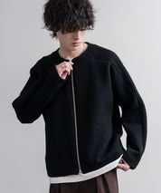 Upscape Audience アップスケープオーディエンス 日本製 国産 尾州コットンキルトノーカラーダブルジップジャケット AUD7411 16568