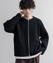 Upscape Audience アップスケープオーディエンス 日本製 国産 尾州コットンキルトノーカラーダブルジップジャケット AUD7411 16568