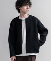 Upscape Audience アップスケープオーディエンス 日本製 国産 尾州コットンキルトノーカラーダブルジップジャケット AUD7411 16568