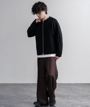 Upscape Audience アップスケープオーディエンス 日本製 国産 尾州コットンキルトノーカラーダブルジップジャケット AUD7411 16568