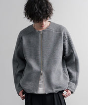 Upscape Audience アップスケープオーディエンス 日本製 国産 尾州コットンキルトノーカラーダブルジップジャケット AUD7411 16568