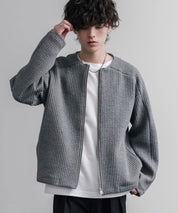 Upscape Audience アップスケープオーディエンス 日本製 国産 尾州コットンキルトノーカラーダブルジップジャケット AUD7411 16568