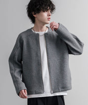 Upscape Audience アップスケープオーディエンス 日本製 国産 尾州コットンキルトノーカラーダブルジップジャケット AUD7411 16568