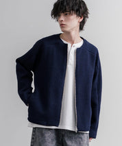 Upscape Audience アップスケープオーディエンス 日本製 国産 尾州コットンキルトノーカラーダブルジップジャケット AUD7411 16568