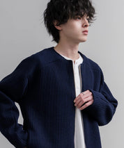 Upscape Audience アップスケープオーディエンス 日本製 国産 尾州コットンキルトノーカラーダブルジップジャケット AUD7411 16568