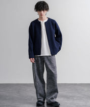 Upscape Audience アップスケープオーディエンス 日本製 国産 尾州コットンキルトノーカラーダブルジップジャケット AUD7411 16568