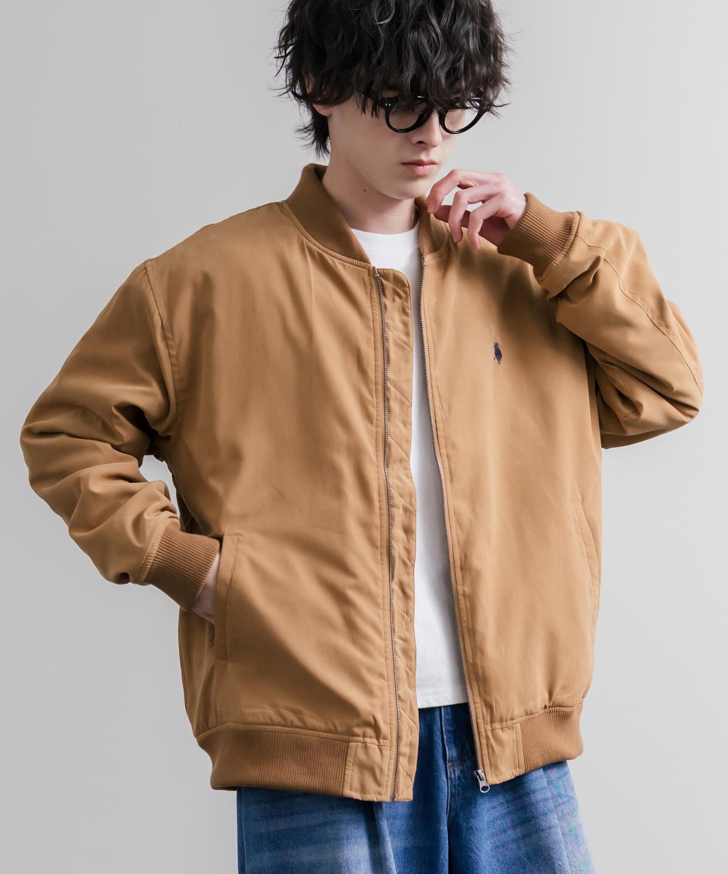 U.S. POLO ASSN. ユーエスポロアッスン オーバーサイズピーチスキン中綿MA-1型リブブルゾン/フライトジャケット 16569
