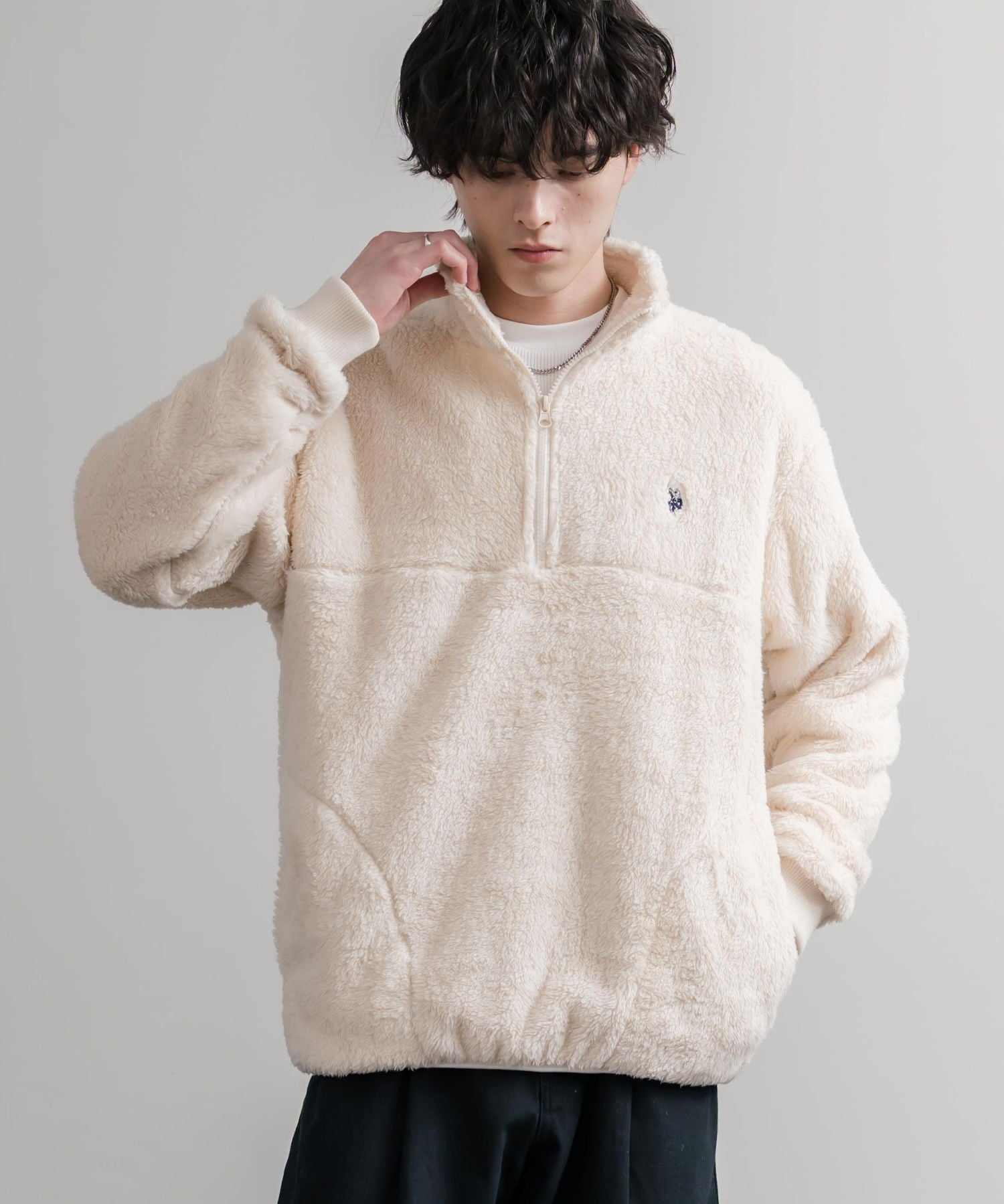 U.S. POLO ASSN. ユーエスポロアッスン ハーフジップダブルフェイスボアフリースプルオーバー/スタンドネックボアトレーナー  16582