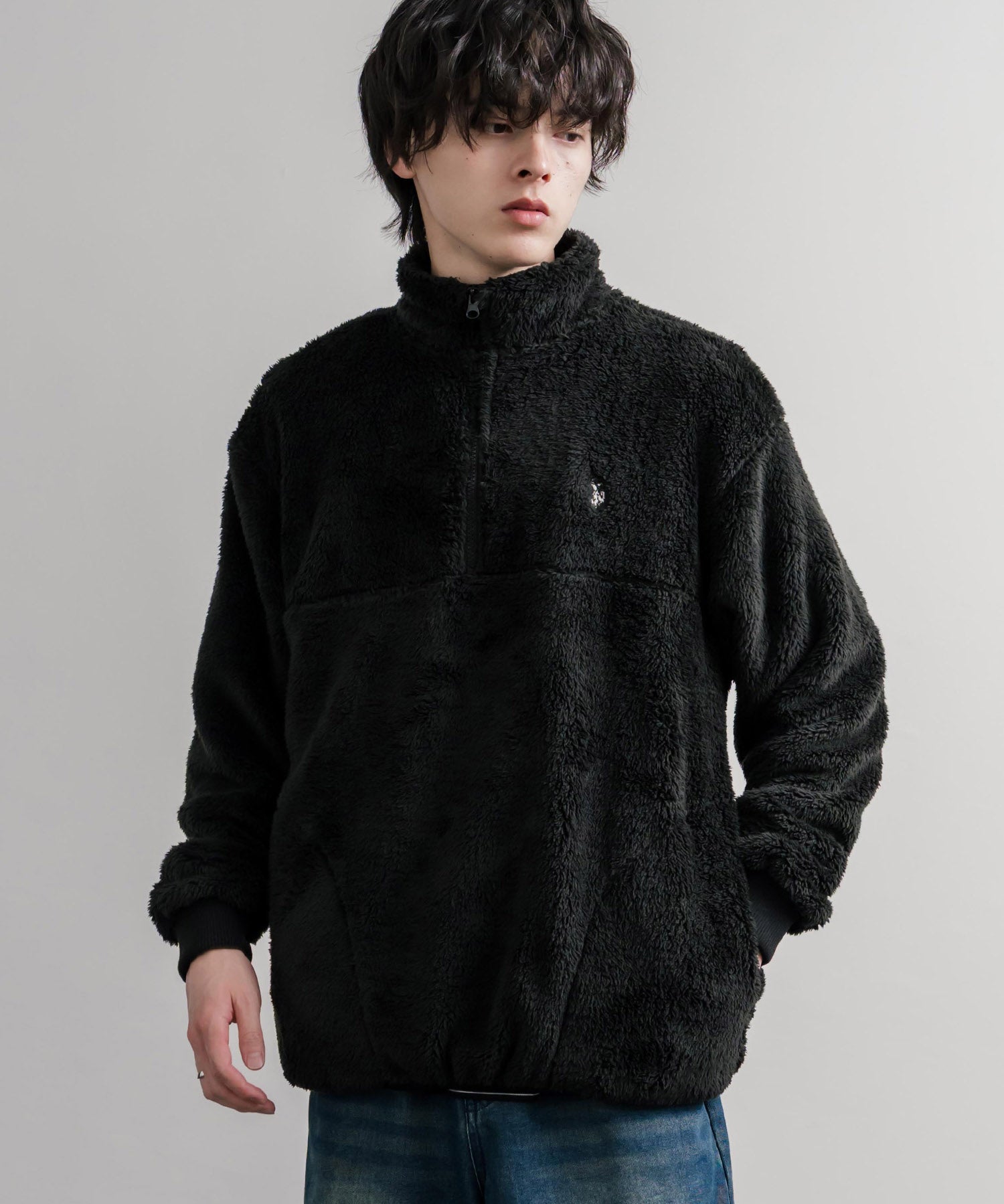 U.S. POLO ASSN. ユーエスポロアッスン ハーフジップダブルフェイスボアフリースプルオーバー/スタンドネックボアトレーナー  16582